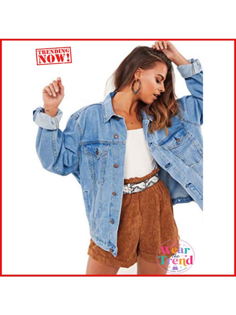 Oversized Vintage Denim Jacket Long Sleeve Boyfriend Coat